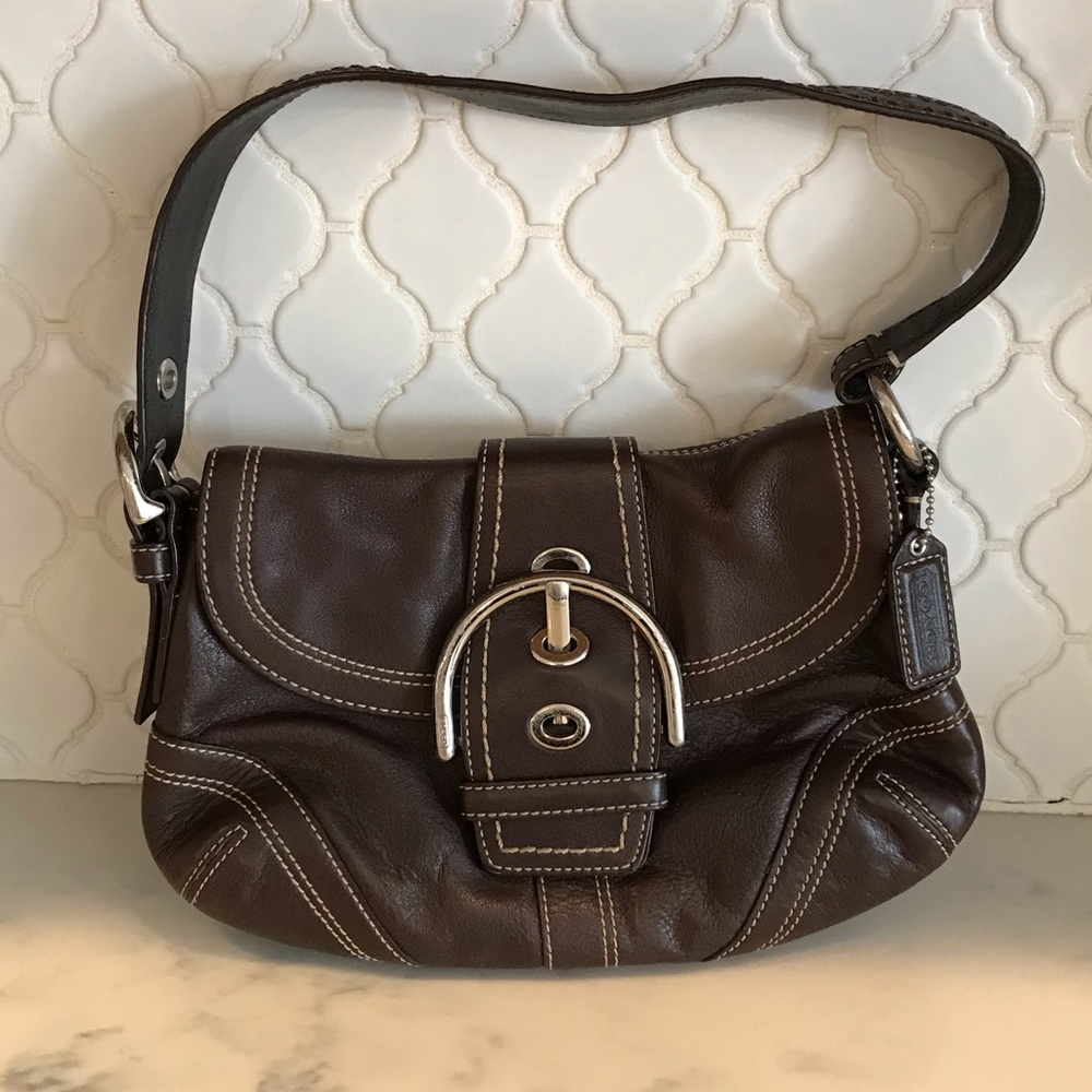 Brown Leather Coach Purse with Shoulder Strap